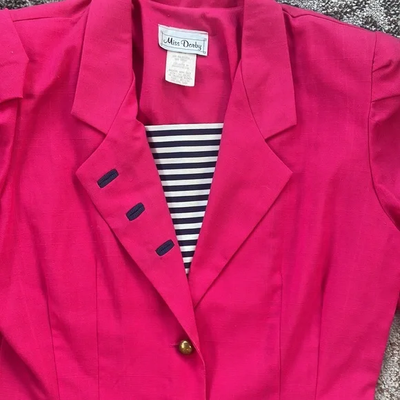 Miss Dorby Vintage Collared Button Down Dress Hot Pink 16 - Picture 3 of 7